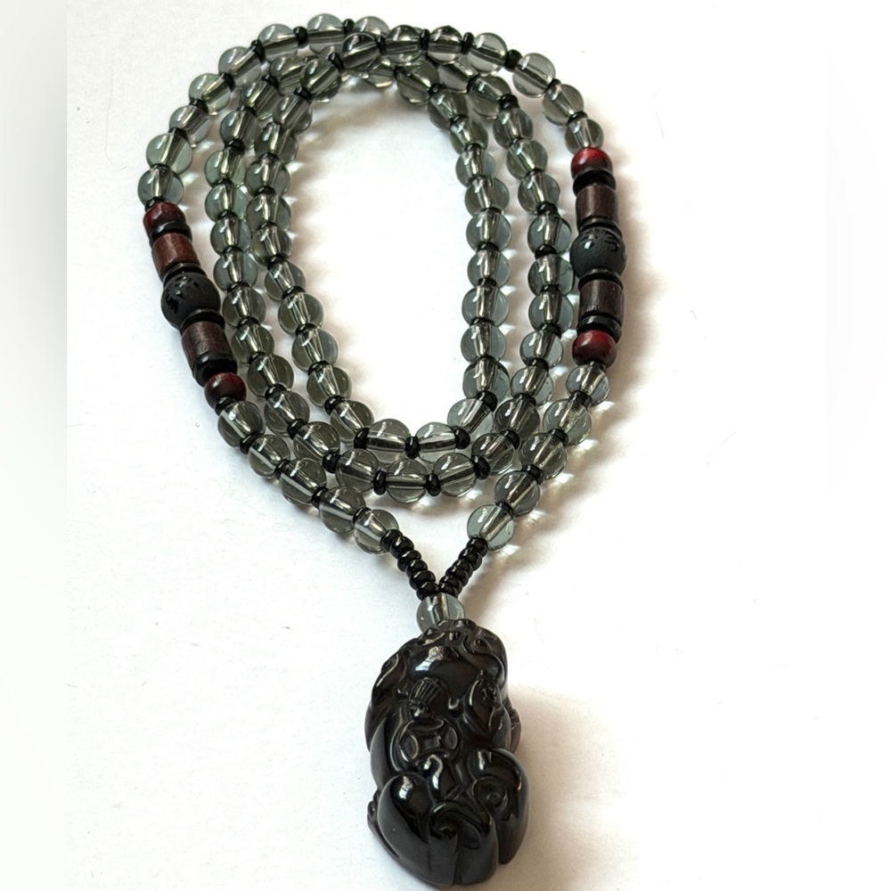Ice Obsidian Pixiu Beaded Necklace Natural Crystal